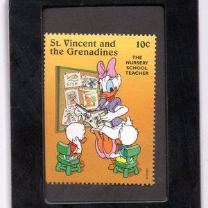 Framed Stamp Art - Disney Stamp Art - Daisy Duck Nursery School Teacher